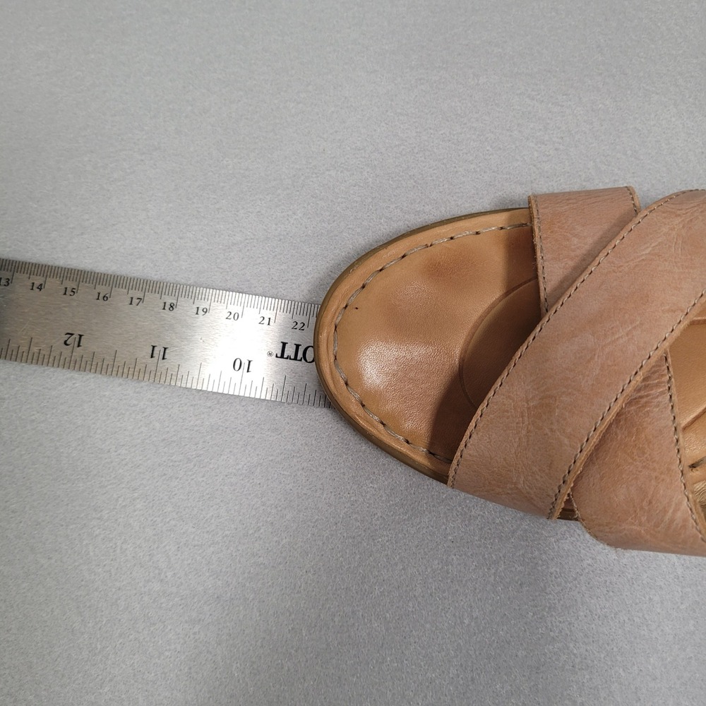 Born Tan Leather Cork Wedge Sandals Ankle Strap D93228 Womens 10M - Picture 7 of 11